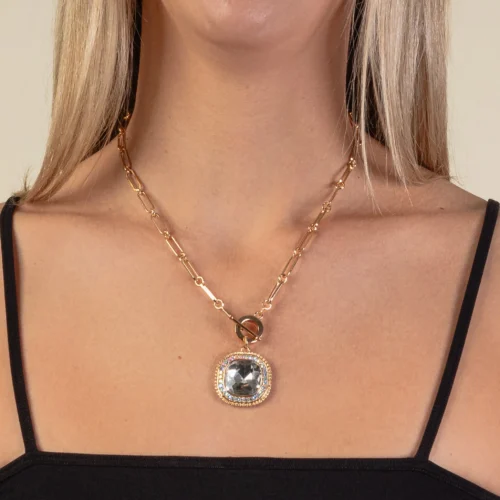 1173 Crystal pendant necklace  clear