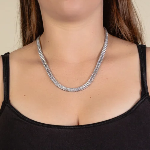 1284 Crystal necklace silver