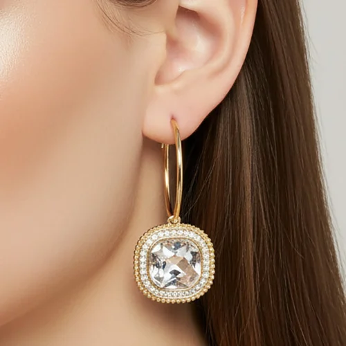 1312 Rhinestone Hoop Earrings