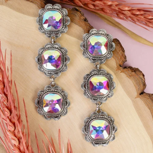 93440 Tiered crystal drop earrings AB
