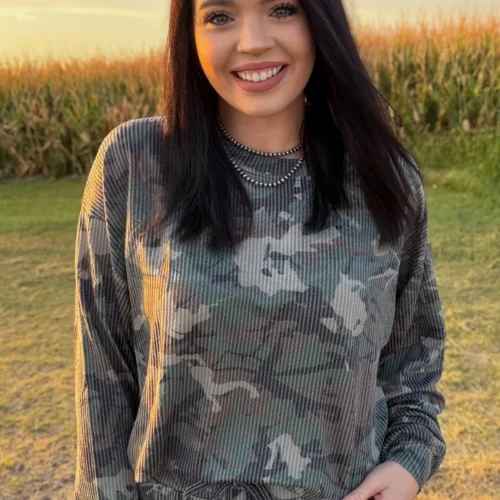 Canyon Camo Sweater Top