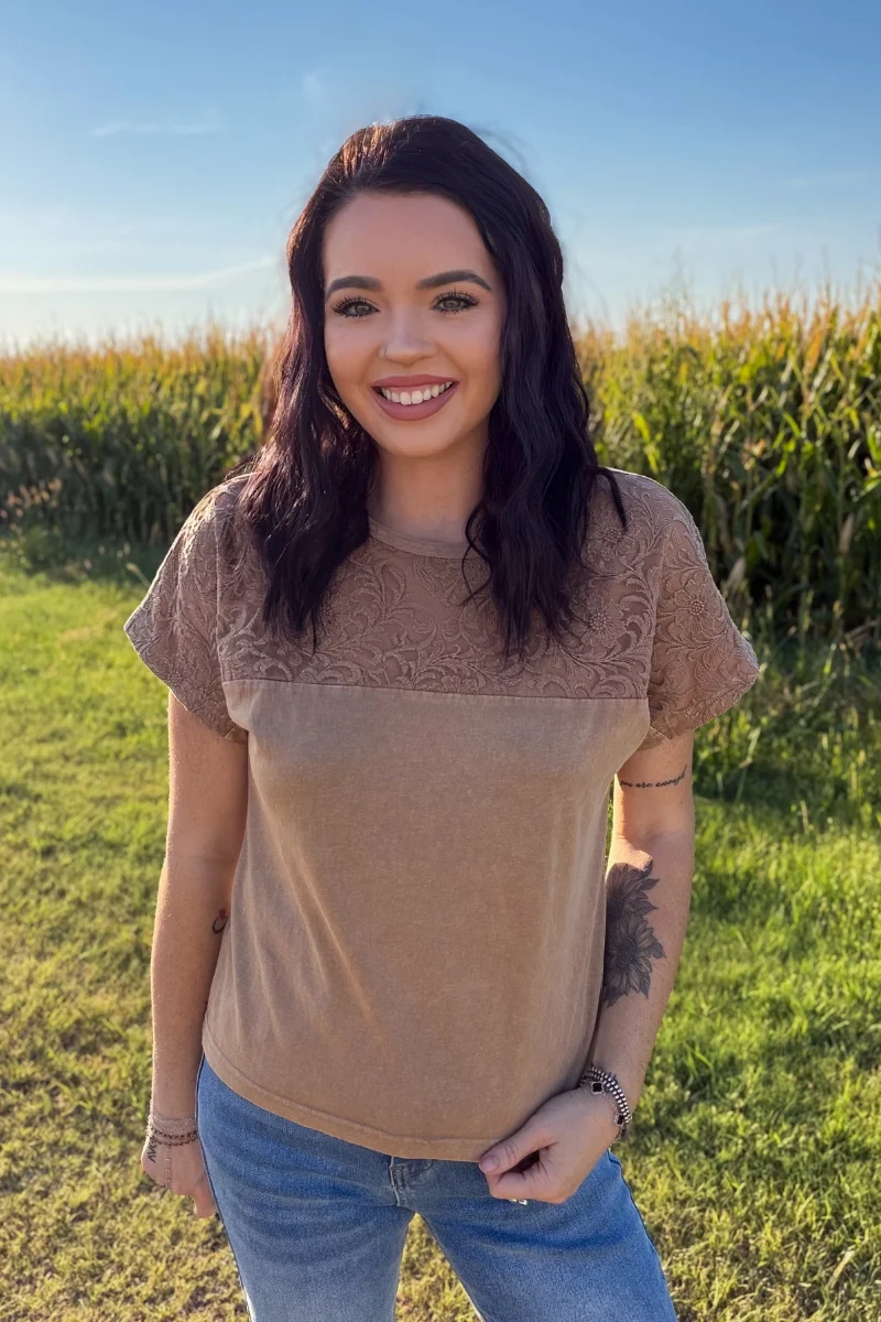 Out West Tooled Top-Camel