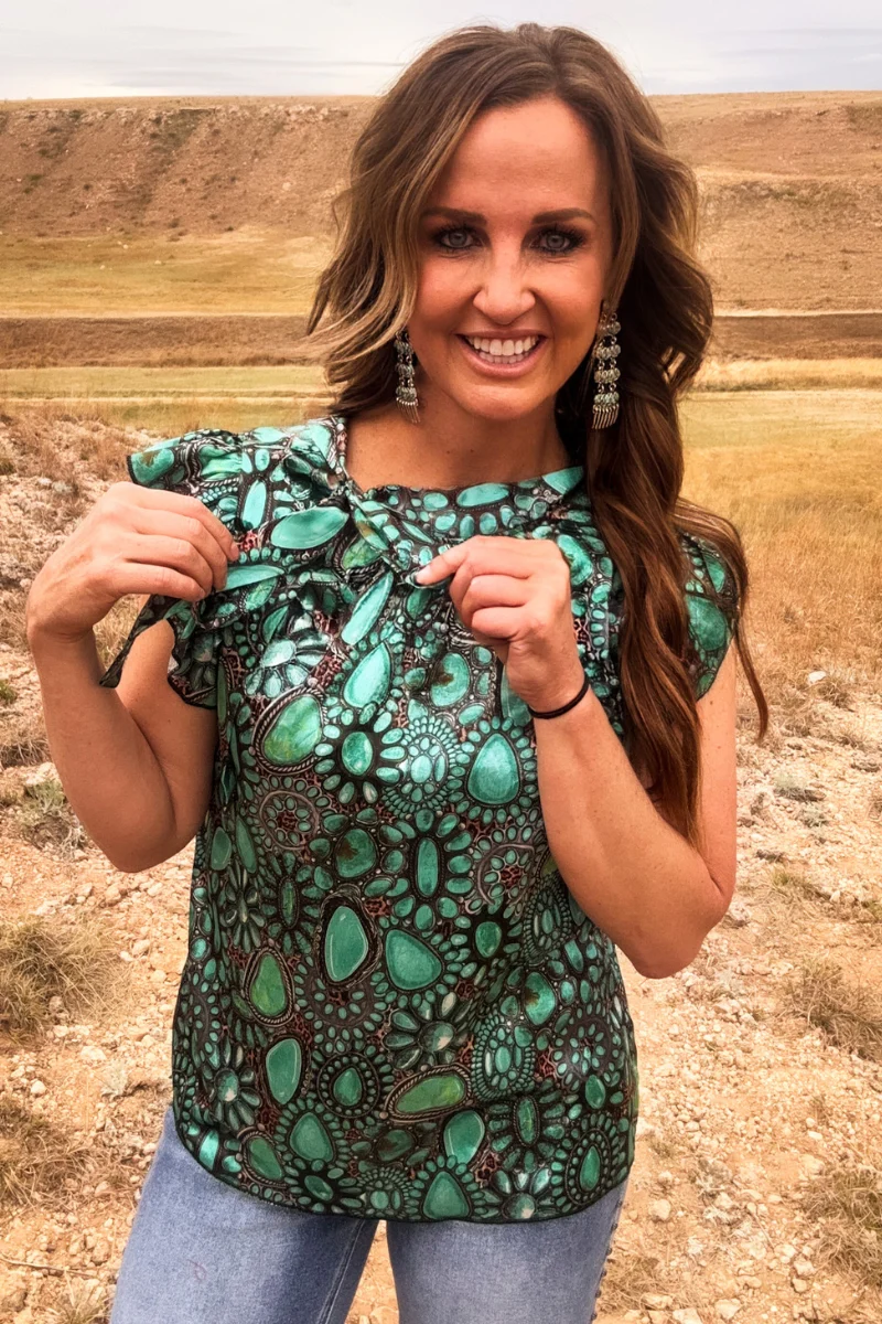 Wild Charm Turquise Top