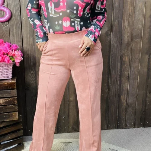 YMY13847 Coral velvet straight women bottom/pants w/side pockets (IS16 )