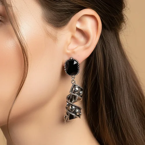 93574 Crystal earrings black