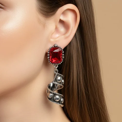 93574 Crystal earrings red