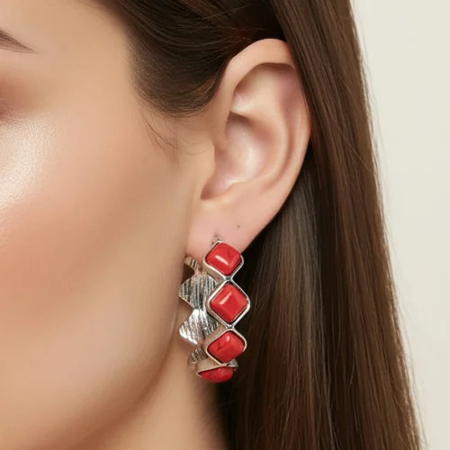 93644 Squash blossom hoop earrings