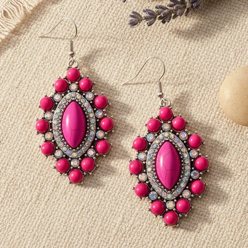 93648 Squash blossom earrings fuchsia