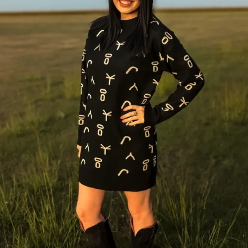 Ranch Stamped Sweater Dress