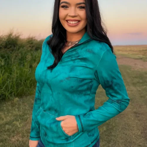 Cowgirl Fade Pullover- Turquoise